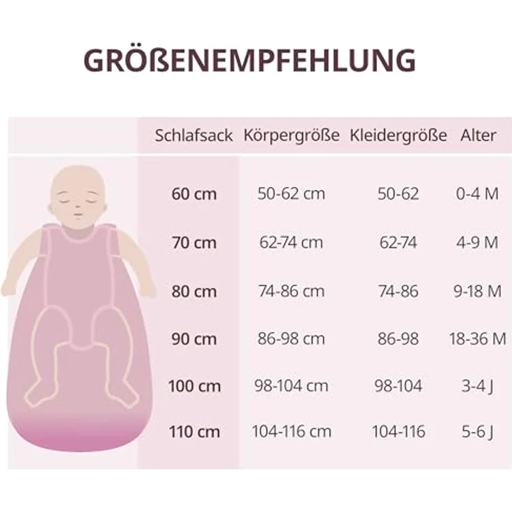 Makian Musselin-Schlafsack - Puder - 100 cm, atmungsaktiver Baumwollsack mit TOG-Wert 1,0 und durchgehendem Reißverschluss – Bild 6