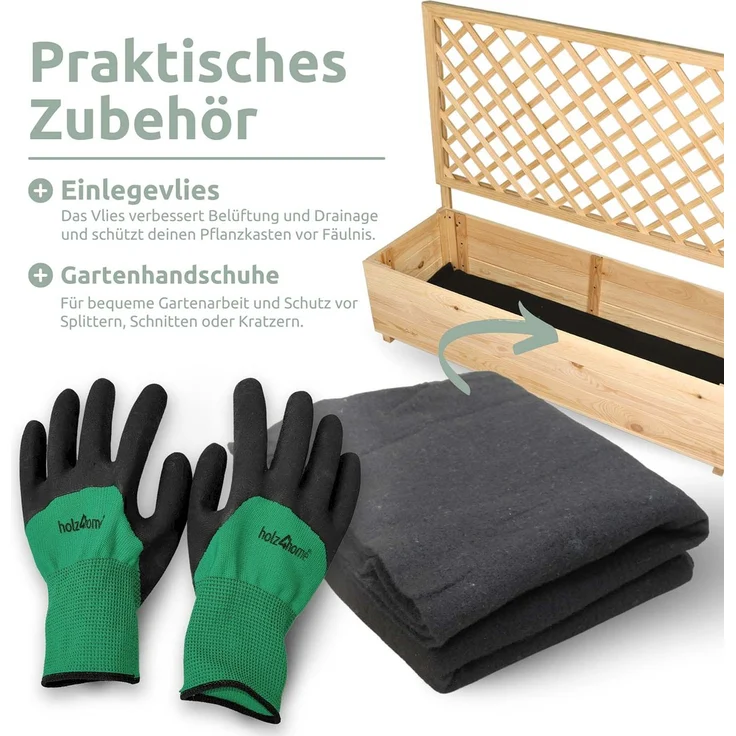 2er Set Pflanzkästen mit Rankgitter - Kiefer - 128 x 44 x 104cm – Bild 5