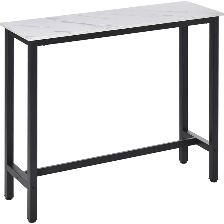 MELAYR, Stehtisch, Küchentisch, 133 x 50 x 13 cm, Weiß mit marmorähnlichem Aussehen+Schwarz