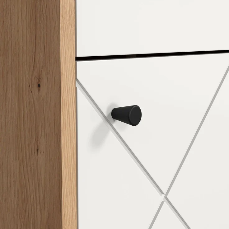 trendteam smart living - Touch - Garderobenschrank - Eiche/Weiß - Kleiderschrank mit ausziehbarer Kleiderstange - Soft-Close - Elegante Metallfüße - (BxHxT) 63 x 194 x 40 cm - Moderne Rautenfräsung – Bild 8