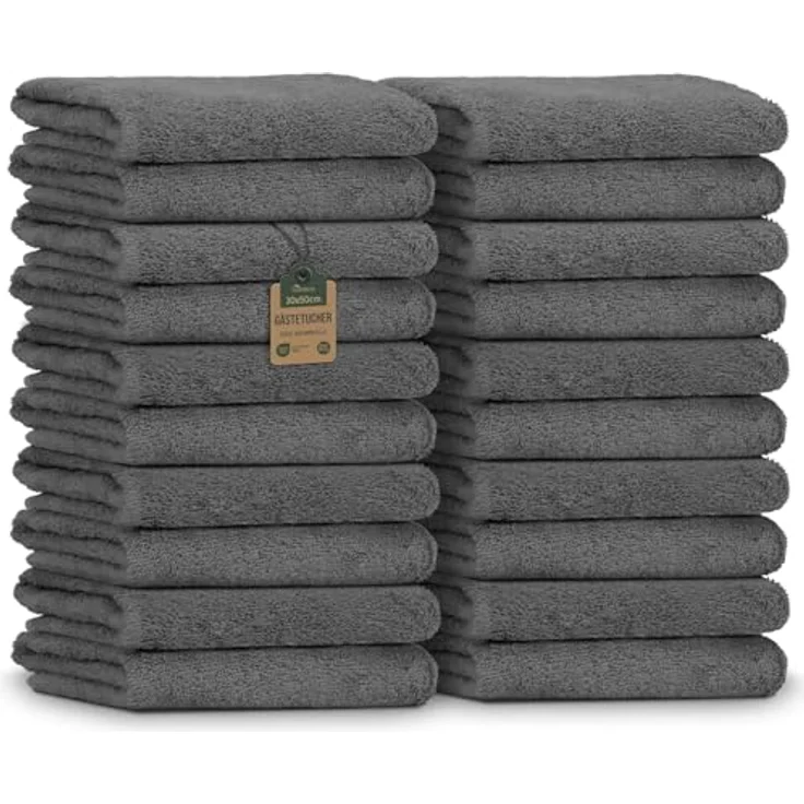 NatureMark 20x, 100% Baumwolle Gästetücher, anthrazit/grau, 20er Pack 30x50 cm, 20 – Bild 2
