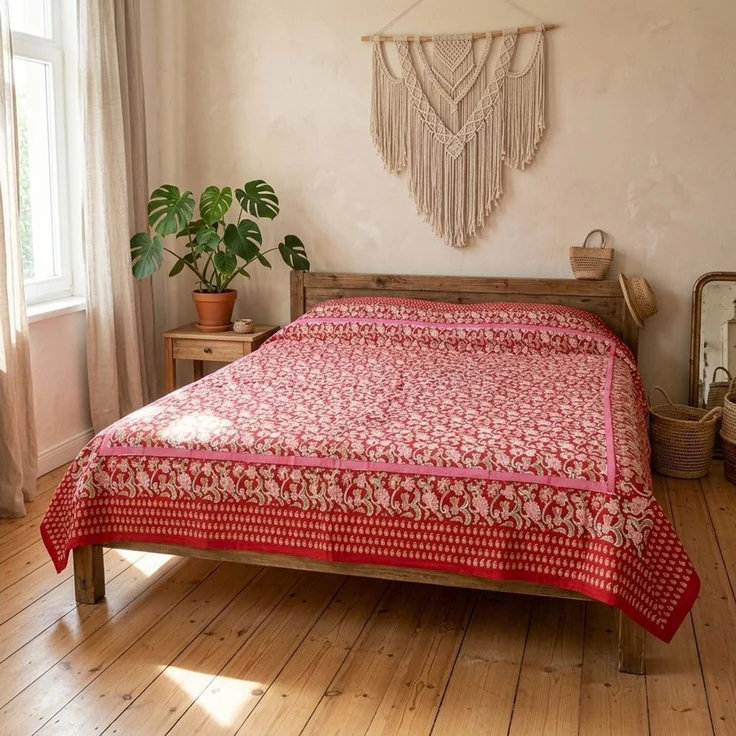 Guru-Shop Tagesdecke Blockdruck Tagesdecke, Bett & Sofaüberwurf,.. – Bild 2