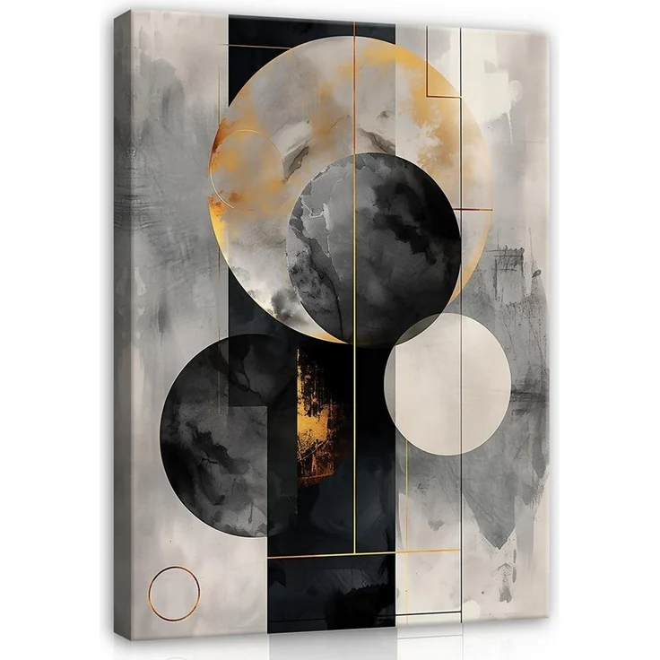 Wallarena Leinwandbild Art Deco Abstrakt - Schwarz - Modern - Hochformat - Wohnzimmer, Art Deco, 30 x 40 x 2 cm – Bild 1