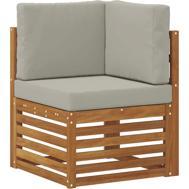 vidaXL Ecksofa Set mit Kissen 7 pcs Natürlich und Hellgrau Polyester 3384812 – Bild 4
