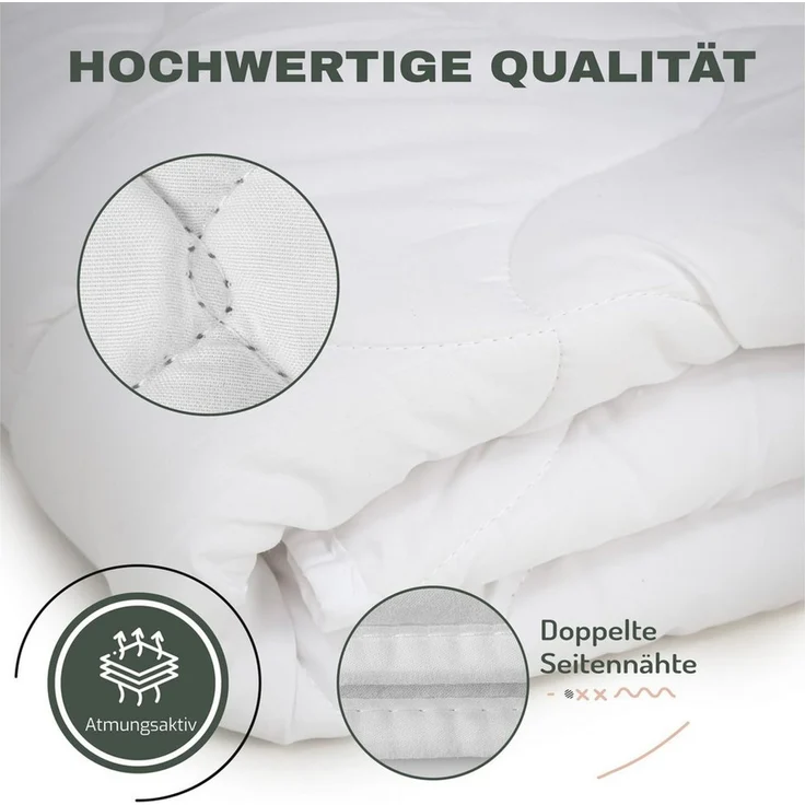 livessa Bettdecke + Kopfkissen Ideal für Ganzjahreszeiten mit 300 g/m² Füllung, Füllung: Hohlfaser, Bezug: Mikrofaser, Bettwaren SET weich und atmungsaktiv – Bild 3