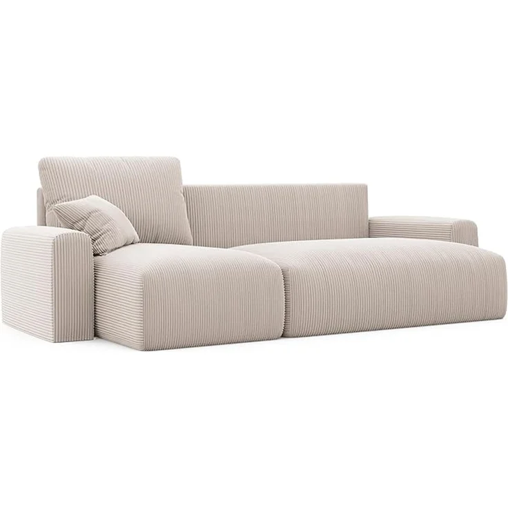 Ecksofa 244 x 106 cm mit Schlaffunktion (200 x 125 cm) – 3-Sitzer-Ecksofa aus Cord mit Bettkasten – Wohnzimmer-Eckcouch – Bild 4