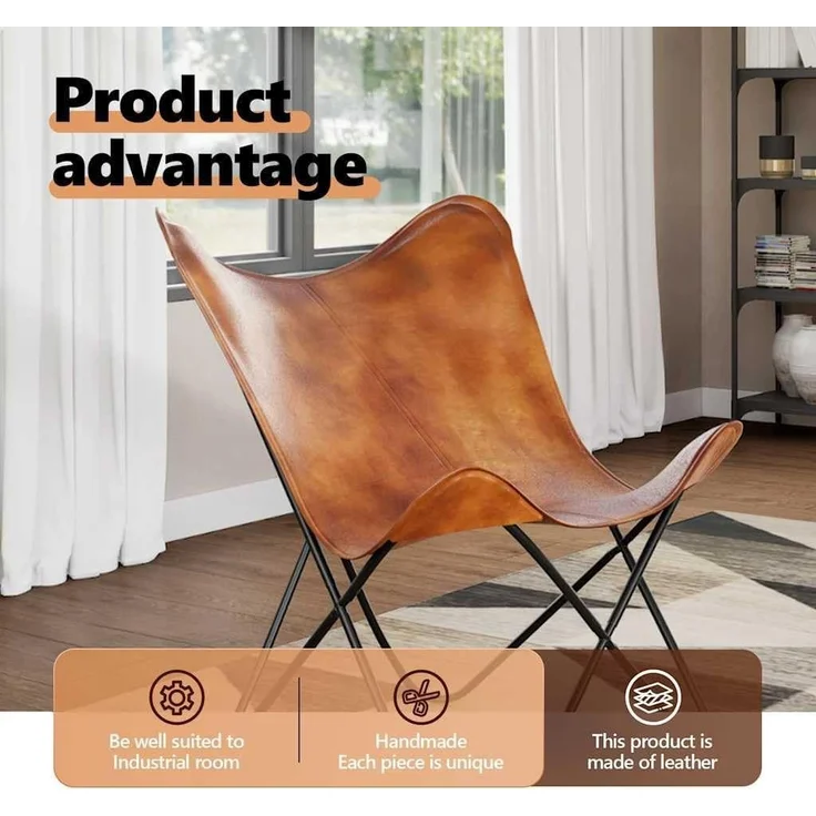 vidaXL Butterfly-Sessel Braun Echtleder 243728 – Bild 6