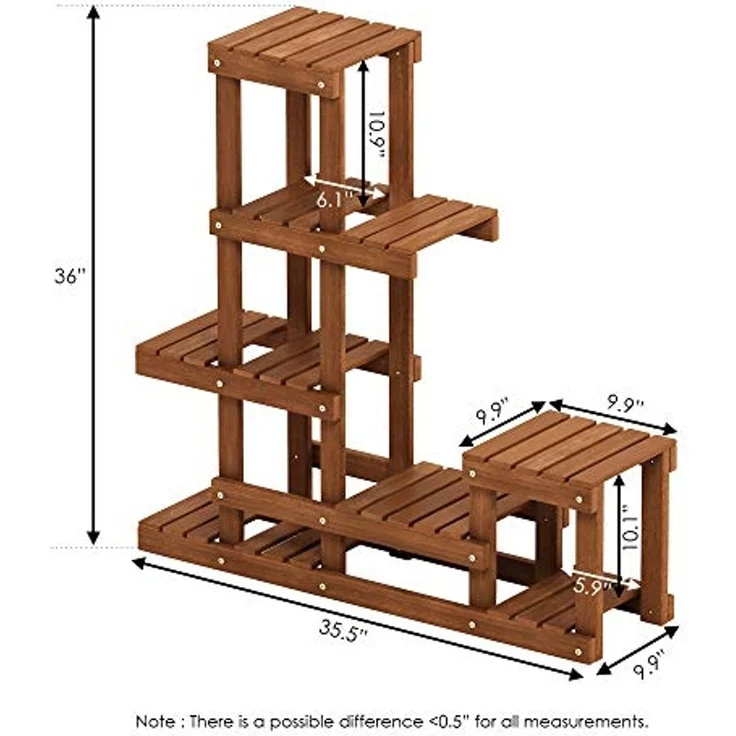 Furinno Tioman Blumenständer in Teaköl, Natur, 25,15 x 90,17 x 91,44 cm – Bild 7