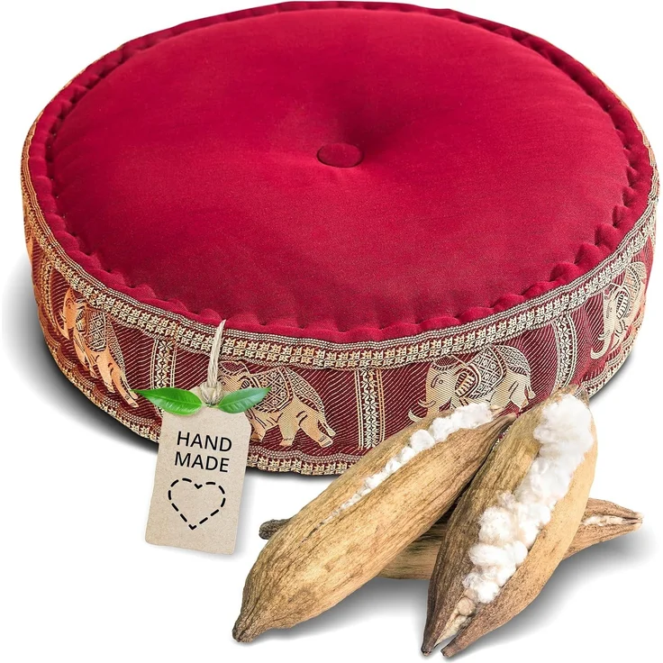 livasia Meditationskissen Zafukissen groß (Deluxe) vegan und handgefertigt, 44x15cm, Kapok – Bild 1