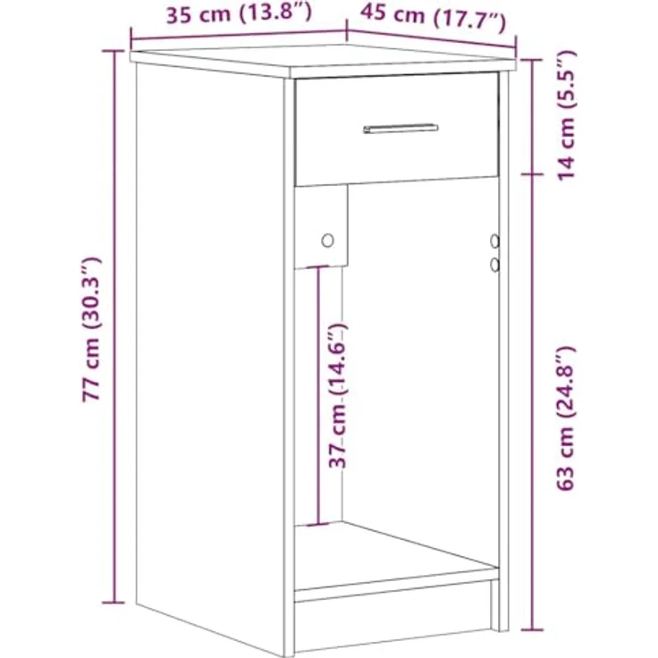 vidaXL Computerschrank, mit Schublade, Holz Weiß, 35 x 45 x 77 cm – Bild 4