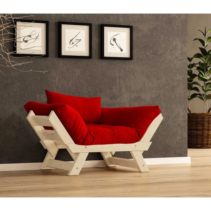 Skye Decor 'CPT8145-140' Garten-Sessel, Natur / Rot, 108-140 x 75 cm