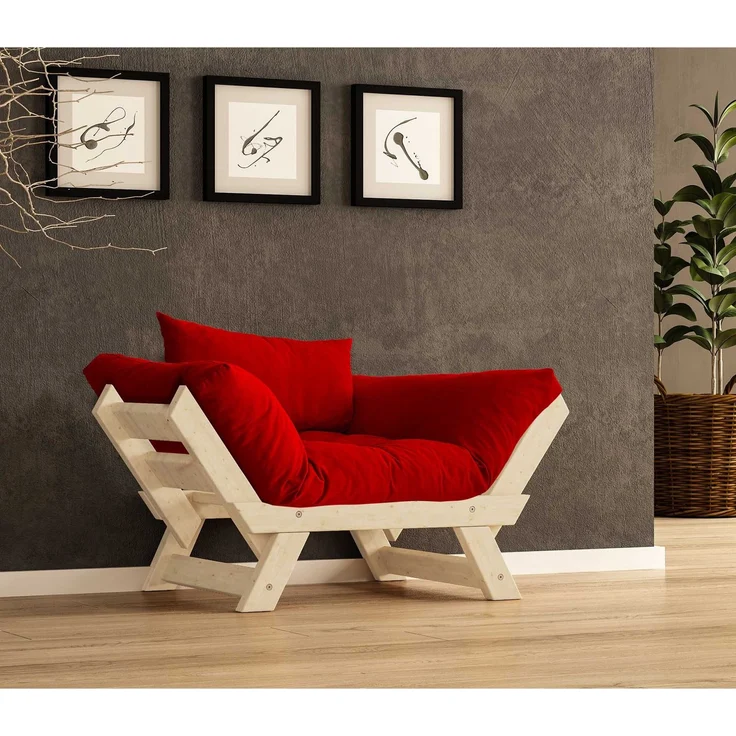Skye Decor 'CPT8145-140' Garten-Sessel, Natur / Rot, 108-140 x 75 cm – Bild 1