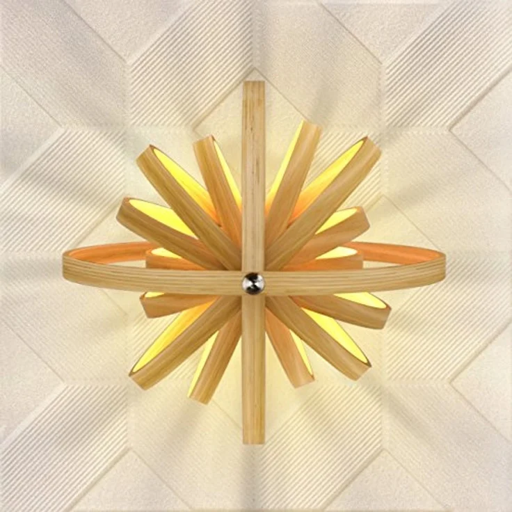 Tomons LED Pendelleuchte Holz im Mobilé-Stil, Hängeleuchte Rahmenelemente – Bild 3