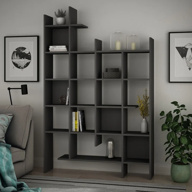 Bücherregal, 'Manco', 188 x 25,5 x 122, Anthrazit – Bild 1