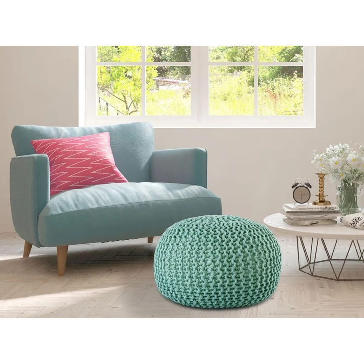 Amagohome Sitzhocker Pouf Outdoor ø 55 o. 45cm Bodenkissen Sitzpouf Hocker wetterfest pfleg – Bild 2