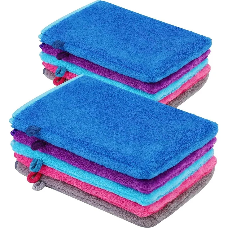 10x Mikrofaser Waschhandschuhe 15x21cm, Wiederverwendbar, 5 Farben – Bild 1