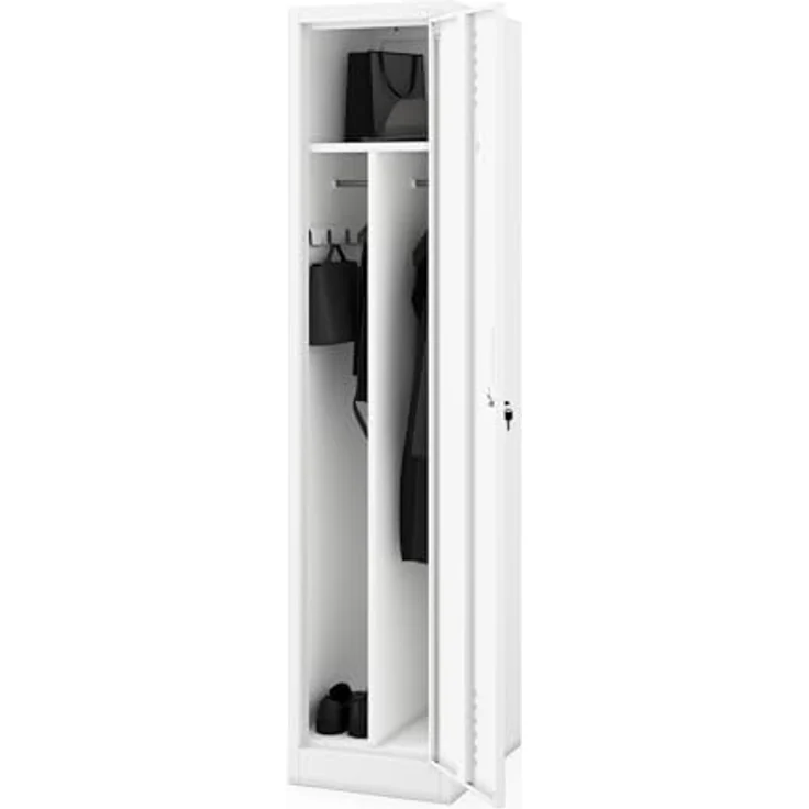 Jan Nowak Kleiderspind Metall abschließbar Garderobenschrank Umkleideschrank Schließfachschrank, 180 x 40 x 50 cm, Stahlschrank für Sozialraum mit Trennwänden, Lüftung und Kleiderhaken – Bild 1