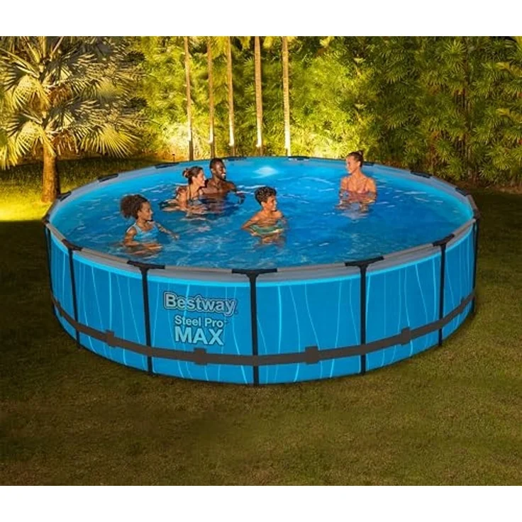 Steel Pro MAX™ Frame Pool Komplett-Set mit Filterpumpe Ø 457 x 107 cm, LED-Design, rund – Bild 2