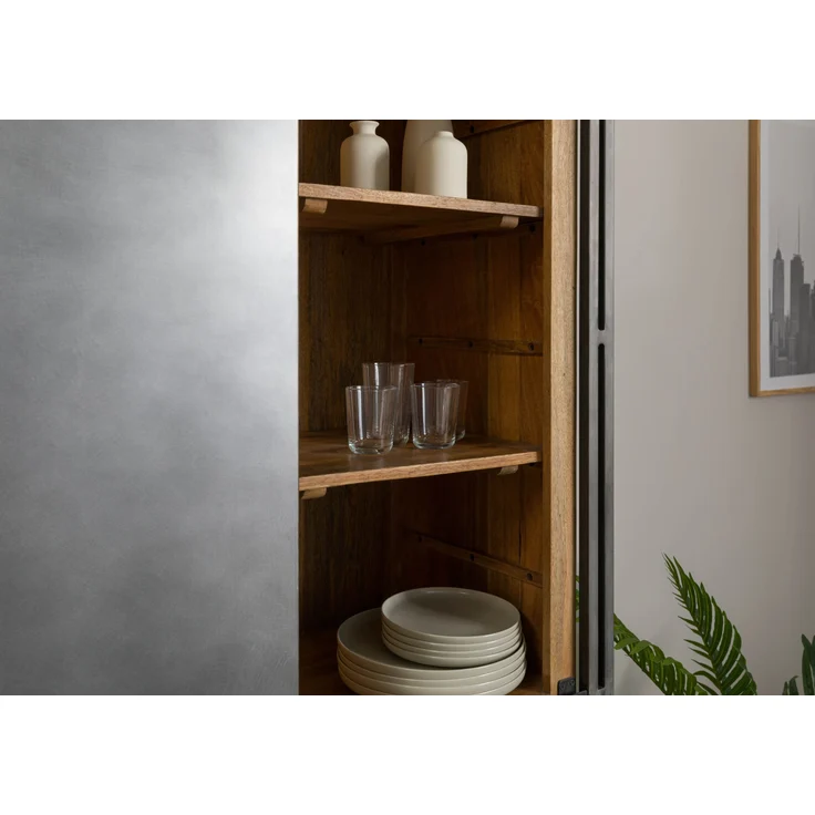Buffet Mango / Altholz 150x55x200 natur / grau lackiert / Metall grau BLACKBURN LUX #406 – Bild 5