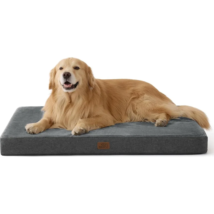 BEDSURE orthopädisches Hundekissen große Hunde - 104 x 74 x 9 cm waschbares Hundebett mit 2 in 1 Memoryschaum, kuscheliges Hundematte Hundematratze in größe, dunkelgrau – Bild 1