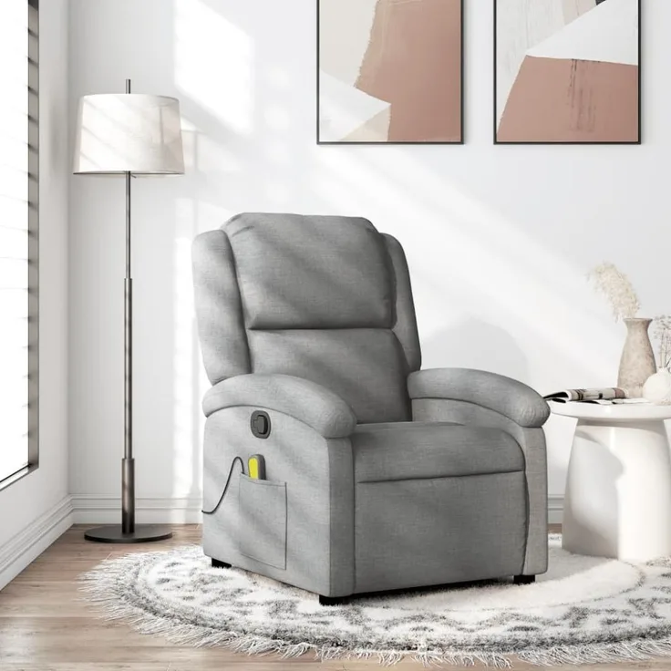 vidaXL Massagesessel Hellgrau Stoff 371763