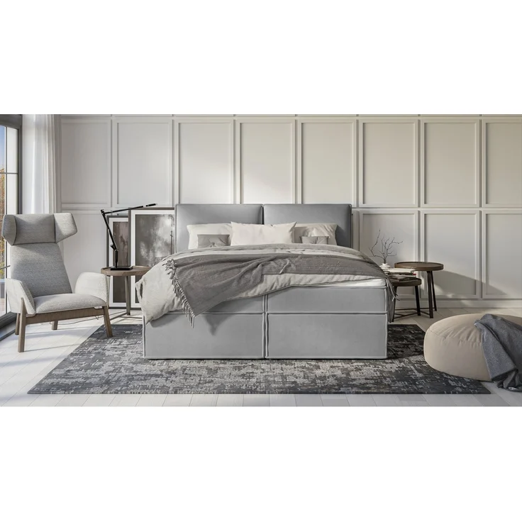 S-Style Möbel Boxspringbett Plaza mit Topper und Bettkästen aus Luxusmicrofaser, mit Topper und Bettkasten / zwei Bettkästen (je nach Bettgröße) – Bild 2