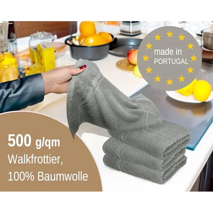 Lashuma Geschirrtuch - Premium, (Spar - Set, 4-tlg, Frottee Küchenhandtücher 50x50 cm), aus 100% Baumwolle, extra saugstarkt und langlebig – Bild 5
