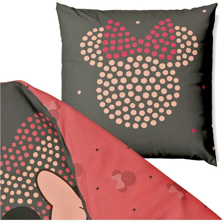 JACK Wendebettwäsche Minnie Mouse Disney Herzen 135x200cm, Renforcé, 2 teilig, süße Wendebettwäsche in Grau und Rosa – Bild 2