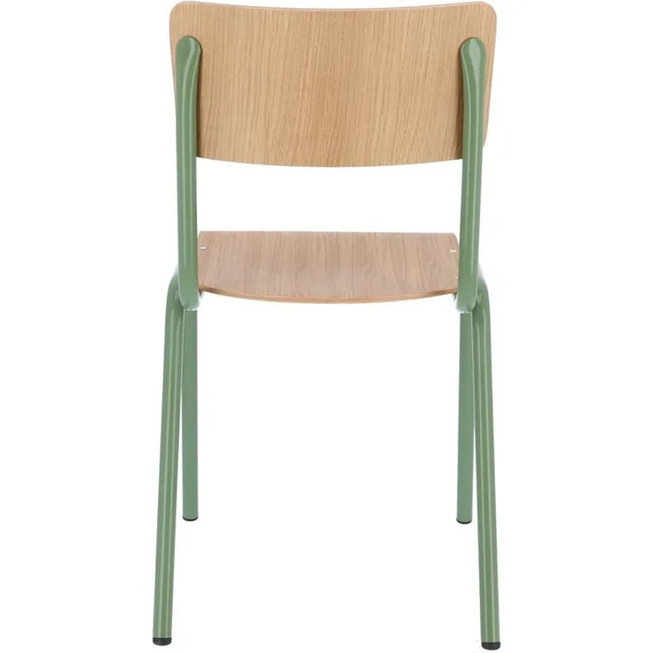 Stuhl Zero Multiplex und Metall, stapelbar im Retro Chic, Salbei und Eiche, robust und pflegeleicht