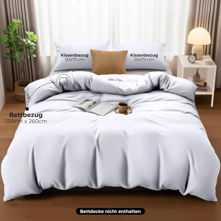 Utopia Bedding Bettwäsche Set - Mikrofaser Bettbezug 260x220 cm + 2 Kissenbezüge 50x75 cm - Weiß – Bild 4