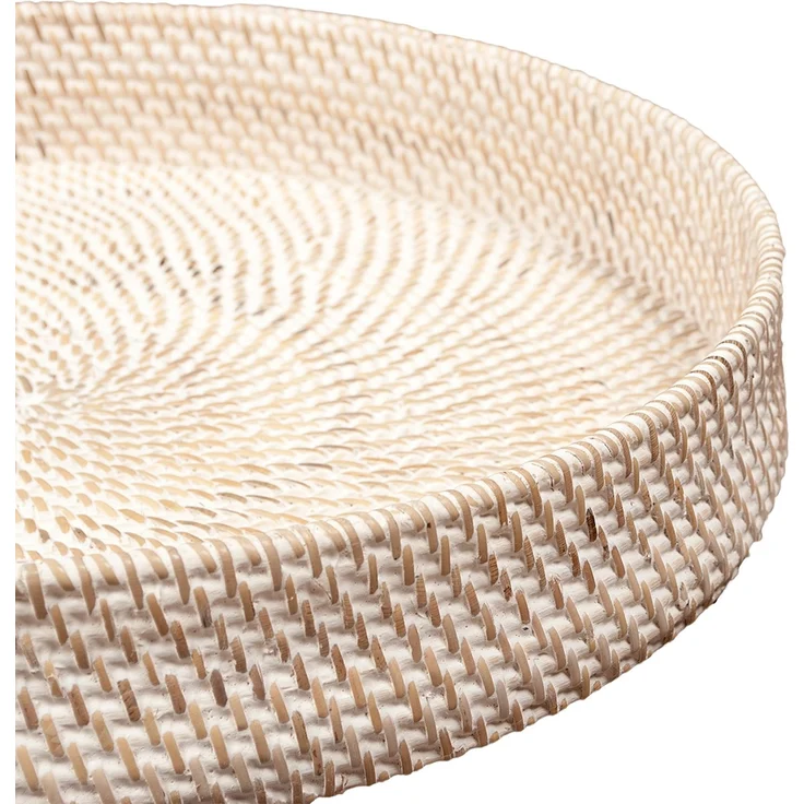 Tablett LOMBOK White Wash D45cm Tischtablett Dekotablett Handarbeit Geflochten – Bild 4
