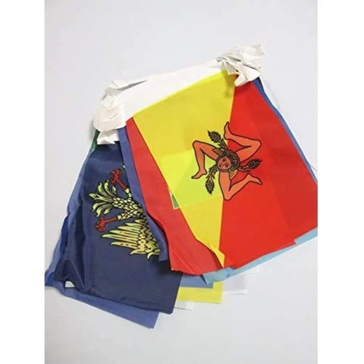 AZ FLAG - Fahnenkette 20 Regionen Von Italien 6 Meter Mit 20 Flaggen - 21x14 cm - Italienische Girlande Flaggenkette 14x21 Cm