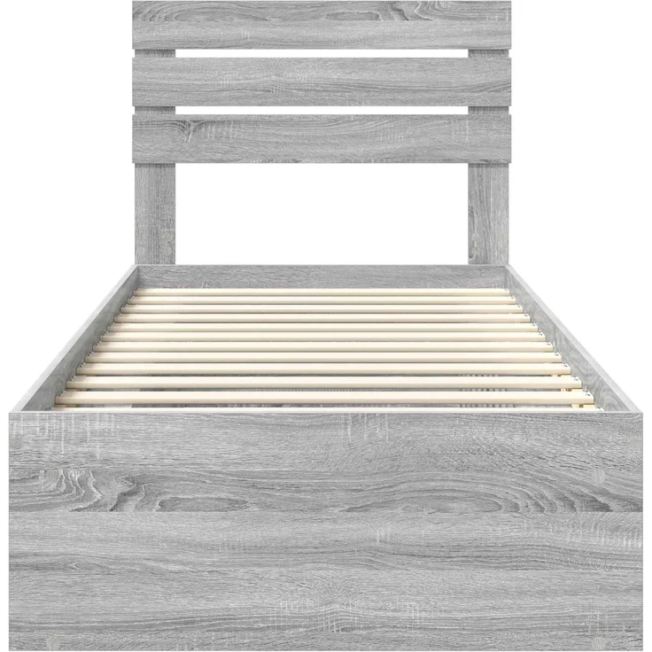 vidaXL Bettrahmen Graues Sonoma 90 x 200 cm Massives Kiefernholz 3411460 – Bild 6