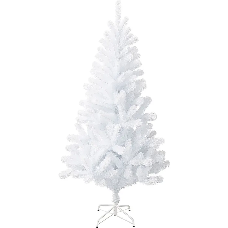 BURI Künstlicher Weihnachtsbaum 210 cm in Weiß mit 630 Spitzen | besonders dichter PVC-Tannenbaum auf robustem Metallständer | klappbares Design, schwer entflammbar & wetterfest