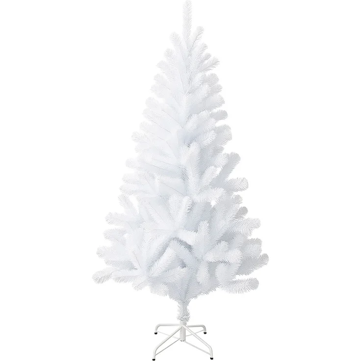 BURI Künstlicher Weihnachtsbaum 210 cm in Weiß mit 630 Spitzen | besonders dichter PVC-Tannenbaum auf robustem Metallständer | klappbares Design, schwer entflammbar & wetterfest
