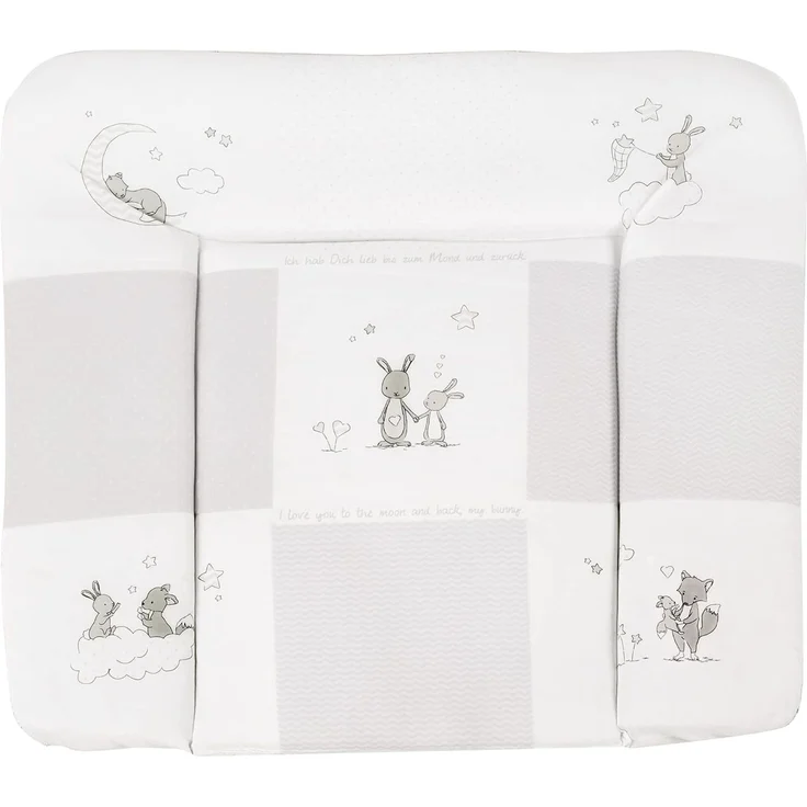 roba Wickelauflage 'Fox & Bunny' 85 x 75 cm - PU beschichtet & 100% phthalatfrei - Grau – Bild 1