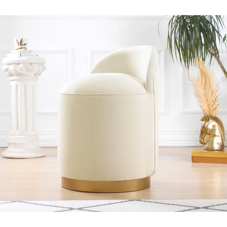 Hanah Home 'Dover - Cream' Pouffe, Creme, 45 x 50 x 45 cm