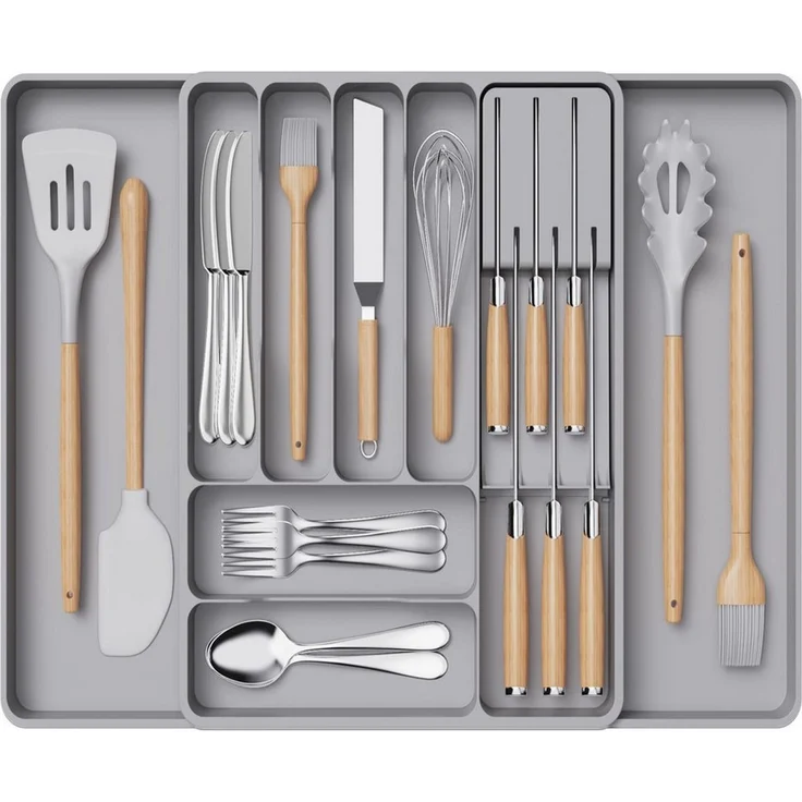 Lifewit Besteckeinsatz Erweiterbarer Besteckkasten mit herausnehmbarem Messerblock (1 St) – Bild 1
