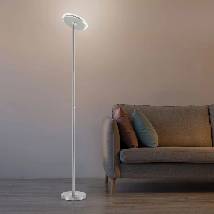 LED Deckenfluter, stahlfarben, Touchdimmer, Höhe 190 cm – Bild 3