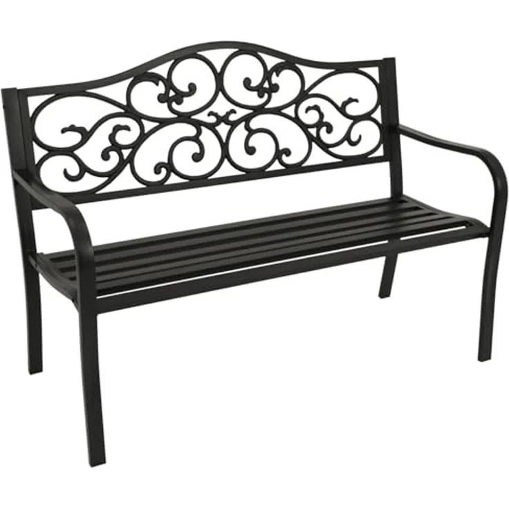 DEGAMO Gartenbank MANCHESTER, 2-sitzer, Metall + Gusseisen schwarz – Bild 1
