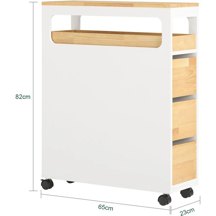 SoBuy BZR54-WN Toilettenschrank mit Toilettenpapierhalter, MDF, Lackiert, Weiß, 65 x 82 x 23 cm – Bild 3