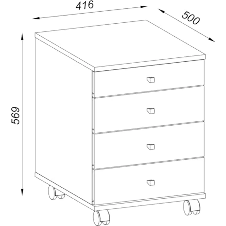 MID.YOU Rollcontainer Anthrazit, Honigeiche, 4 Schubladen, 42x57x50 cm aus Kunststoff für das Arbeitszimmer – Bild 2
