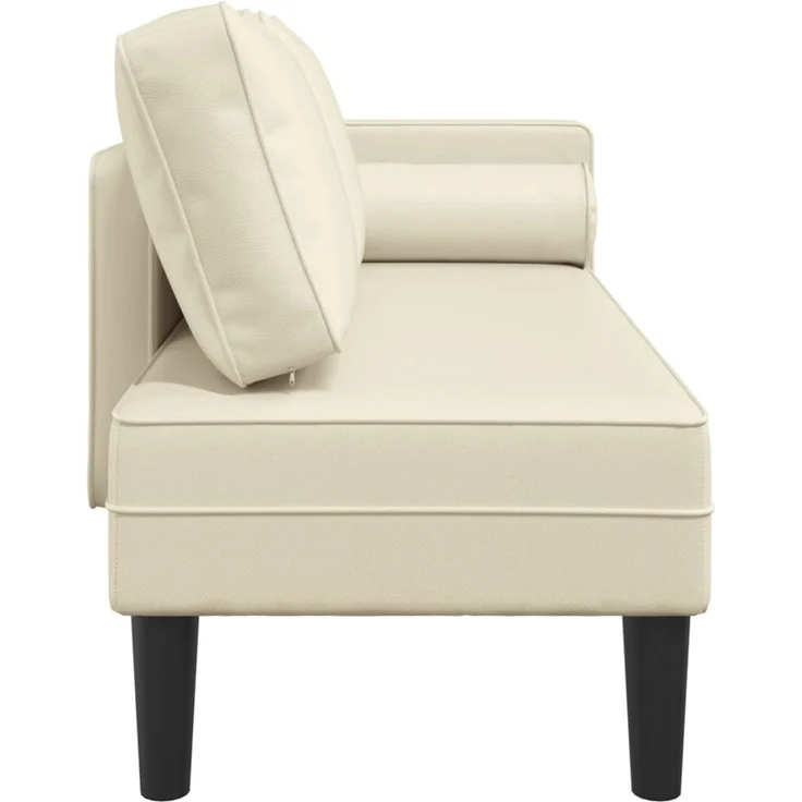 vidaXL Chaiselongue mit Kissen Creme Kunstleder, 116,5 x 62 x 57,5 cm – Bild 4
