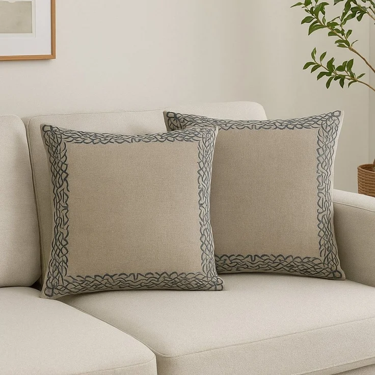 Marrakesch Orient & Mediterran Interior Zierkissen 2er Set Boho Kissenbezug Frisia edel aus Baumwolle in Grau 40 x 40 cm, (2 St) – Bild 2