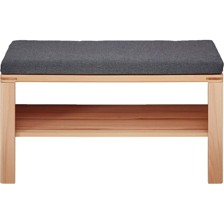 Linea Natura 'NATURE ONE' Bank, Teilmassiv kernbuche, 90 x 48 x 40 cm, mit Sitzkissen anthrazit – Bild 3