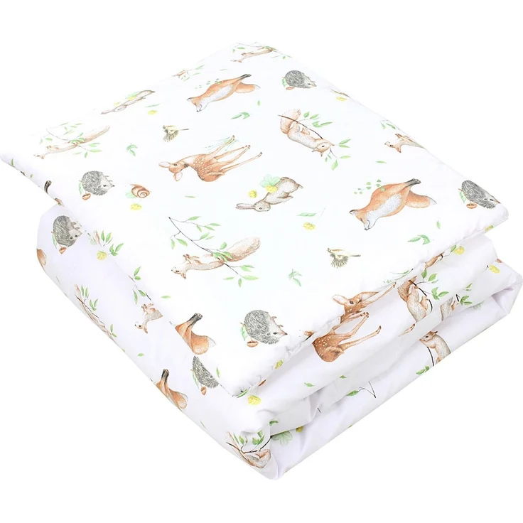 TupTam Kinderbettdecke-Set, Ganzjahresdecke, 2tlg., 1x Bettdecke, 1x Flachkissen, Wald Tiere Braun Beige Fuchs Reh Igel Eichhörnchen, 135x100 cm – Bild 1