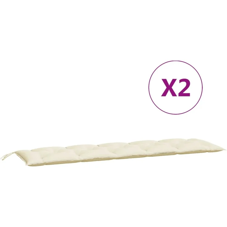 vidaXL Gartenbank-Auflagen 2 Stk. Cremeweiß 180x50x7 cm Oxford-Gewebe 361718 – Bild 4