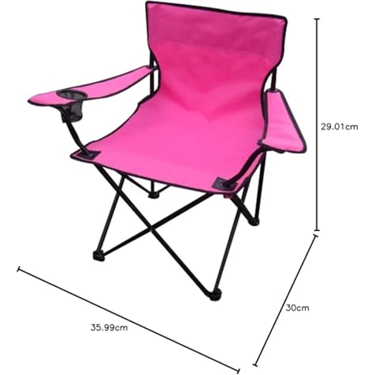 Anglersessel m. Getränkehalter Campingsessel Campingstuhl Festivalstuhl faltbar Pink – Bild 2