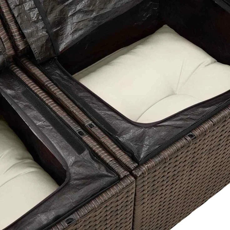 vidaXL Gartensofa-set mit Speicher 4 pcs Braun Poly-Rattan 3354347 – Bild 6