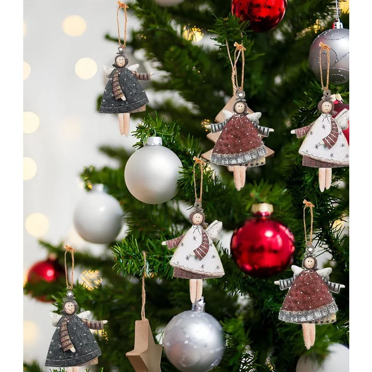 CLTYQ Christbaumschmuck 20 Stück Kleine Engel Anhänger für Weihnachtsbaum Weihnachten Deko, Holz Weihnachtsanhänger Schutzengel Christbaumschmuck Glück – Bild 3
